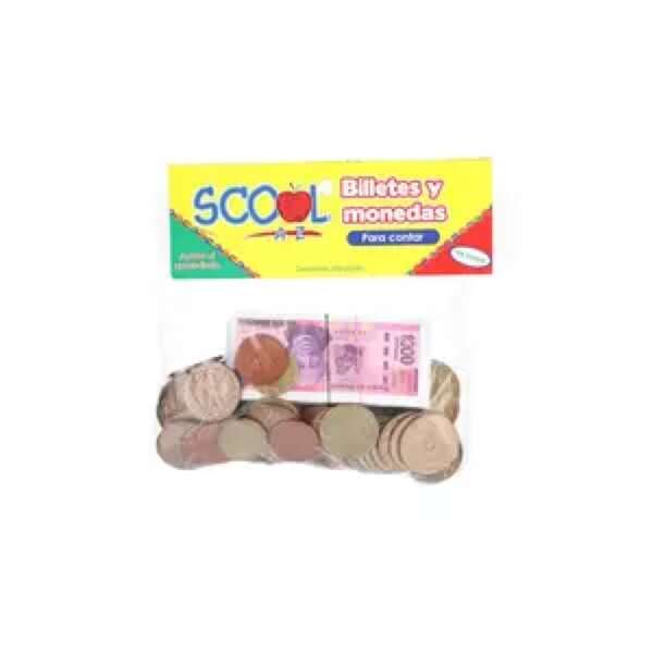 Billetes y Monedas Scool didáctico blíster con 420 piezas