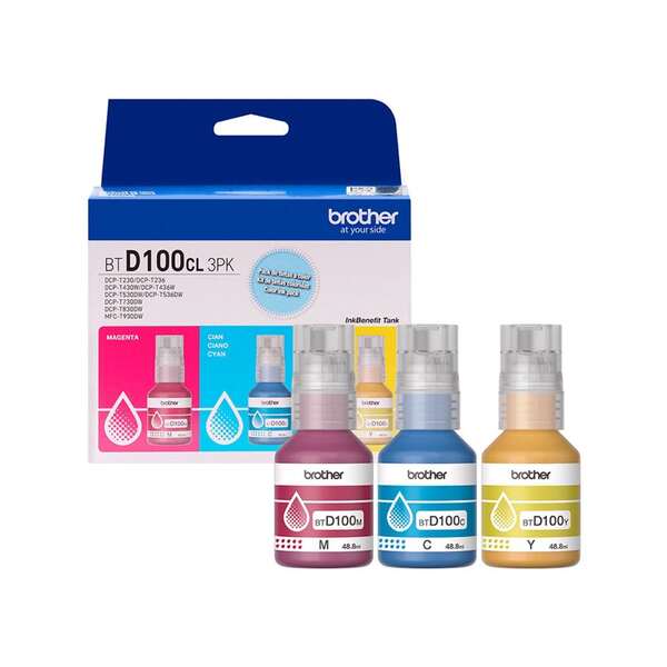 Combo De 3 Botellas De Tinta Brother Btd100Cl Cian