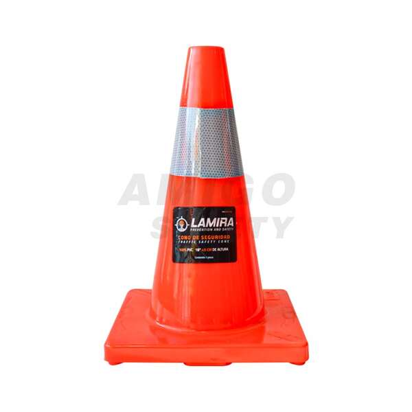 Cono PVC premium de seguridad con reflejante LAMIRA naranja ATC-45R 45