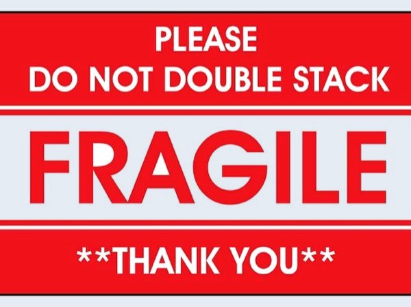 Etiquetas Adhesivas "Please Do Not Double Stack/Fragile/Thank You" - 2 x 3", 48 x 76 mm