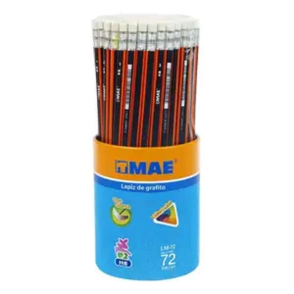 Lápiz grafito Mae triangular AZNJ No. 2 HB caja con 72 piezas