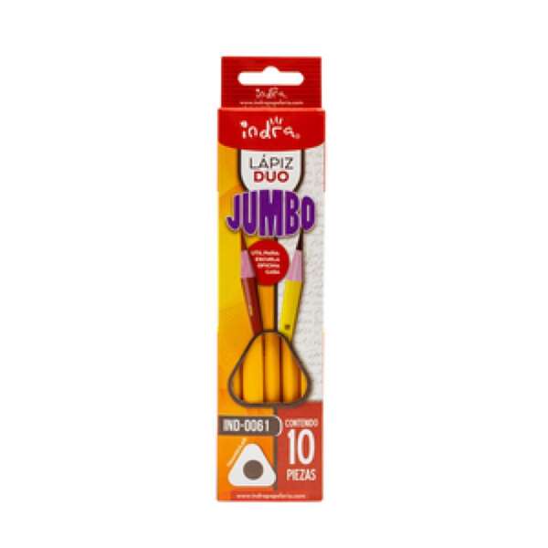 Lápiz Indra triangular duo jumbo HB rojo carmín caja con 10 piezas