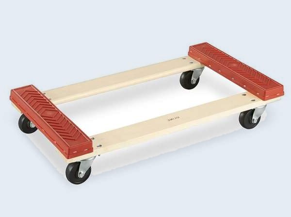 Plataforma de madera con ruedas y extremos de caucho estándar, ruedas de 3 pulg