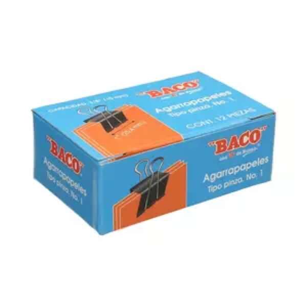 Sujeta documentos broche Baco negro acero No.