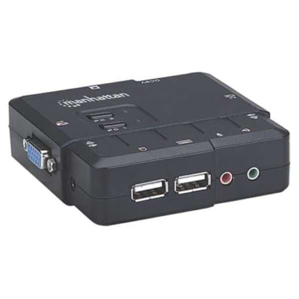 Switch Kvm Manhattan Compacto 2 Puertos Desktop Usb 2:1 Cables+Audio