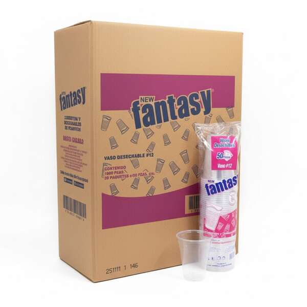 Vaso Fantasy Desechable #12 de plástico resistente transparente
