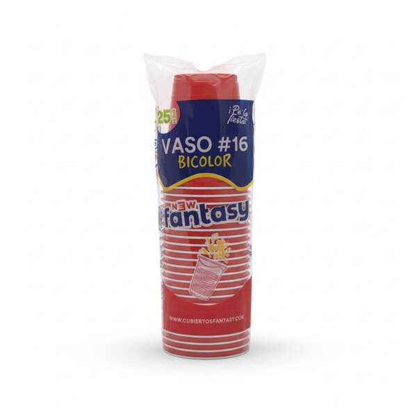 Vaso Fantasy Rojo Bicolor #16 de plástico resistente