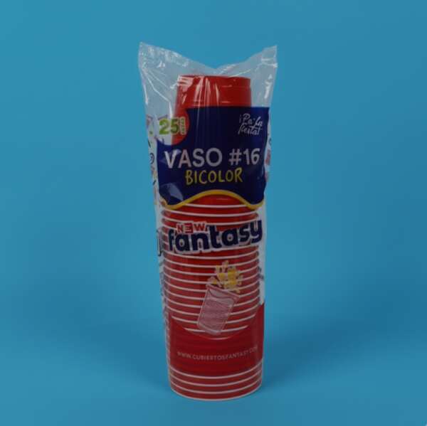 Vaso Fantasy Rojo Bicolor #16 de plástico resistente